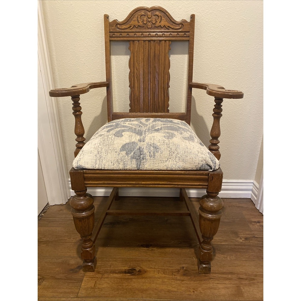 Antique Jacobean Style English‎ Revival Dining Arm Chair